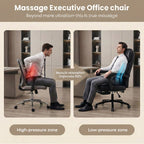 EOP Big and Tall Office Chair with Footrest, Heated Massage Faux Leather Computer Chair with 3D Linkage Armrests and Lumbar Pillow, Black