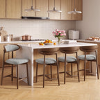 EOP Modern Bar Stools Set of 4, Upholstered 24.8″ Counter Height Bar Stools, Kitchen Island Barstools with Wood Legs for Kitchen Island Dining Room Bar, Light Gray