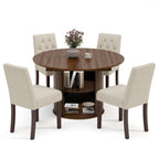 EOP 5-Piece Extendable Dining Table Set for 4, 47"-63" Wood Kitchen Table with 4 Upholstered Chairs, Space-Saving Drop Leaf Kitchen Table for Dining Room, Small Space