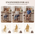 EOP Wood Bar Stools, PU Leather Upholstered Bar Chairs with Slat Back, Count Height Barstools with Footrest for Kitchen Island