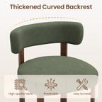 EOP Fabric Dining Chairs Set of 2, Mid-Century Modern Upholstered Kitchen Chairs with Curved Backrest and Wood Legs for Dining Room or Restaurant, Green