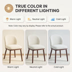 EOP Upholstered Dining Chairs Set of 2, Modern Fabric Dining Side Chairs with Wood Legs & Wing Backrest, for Dining Room Living Room Bedroom, Beige