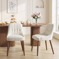 EOP Wooden Dining Chairs Set of 2, Modern Tufted Button Kitchen Chairs with Solid Wood Legs, Upholstered Fabric Dining Room Chairs for Living Room Bedroom, Beige