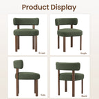 EOP Fabric Dining Chairs Set of 2, Mid-Century Modern Upholstered Kitchen Chairs with Curved Backrest and Wood Legs for Dining Room or Restaurant, Green