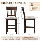 EOP Windsor Armless Bar Stools Set of 2 Counter Height Stool Wooden Barstools Antique-style Island chair for Kitchen Bar Dining Room, Dark Brown