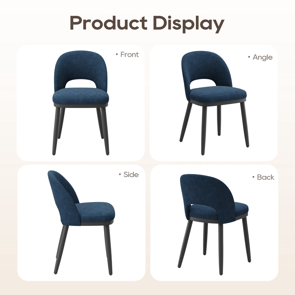 EOP Upholstered Dining Chairs Set of 6, Modern Fabric Dining Side Chairs with Solid Wood Legs, Comfortable Seating for Kitchen, Dining Room, Blue