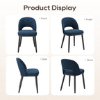 EOP Upholstered Dining Chairs Set of 6, Modern Fabric Dining Side Chairs with Solid Wood Legs, Comfortable Seating for Kitchen, Dining Room, Blue