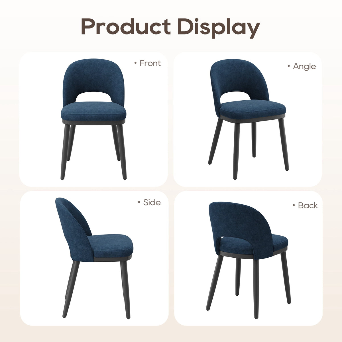 EOP Upholstered Dining Chairs Set of 6, Modern Fabric Dining Side Chairs with Solid Wood Legs, Comfortable Seating for Kitchen, Dining Room, Blue