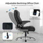 EOP Big and Tall Executive Office Chair 400lbs, High Back Ergonomic Desk Chair with Heat & Kneading Massage, Flip-Up Armrests, Black