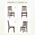 EOP Folding Dining Chairs Set of 2, Wooden Foldable Dining Room Chairs for Kitchen & Small Spaces, Mid Century Modern Upholstered Kitchen chairs, No Assembly Required, Beige