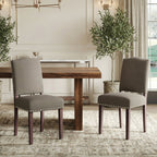 EOP Mid-Century Modern Upholstered Dining Chairs Set of 2, Farmhouse Fabric Kitchen & Dining Room Chairs with Extra Padded Seat, Ideal for Living Room, Restaurant