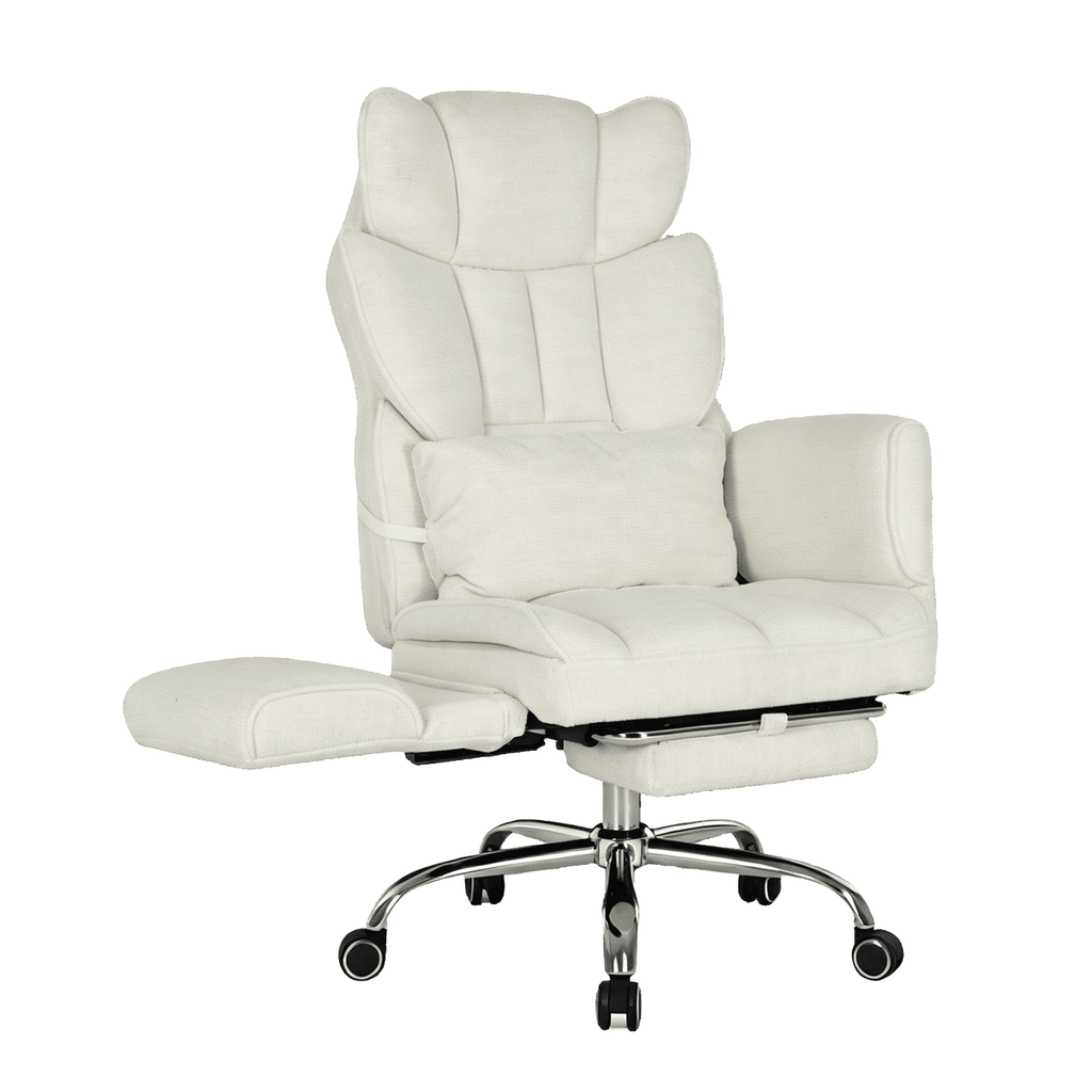 EOP Office Chair, Swivel Ergonomic Large Desk Chair with Adjustable Backrest and Footrest, Flip Armrests Home Executive Office Chair for Work, Gaming, Beige