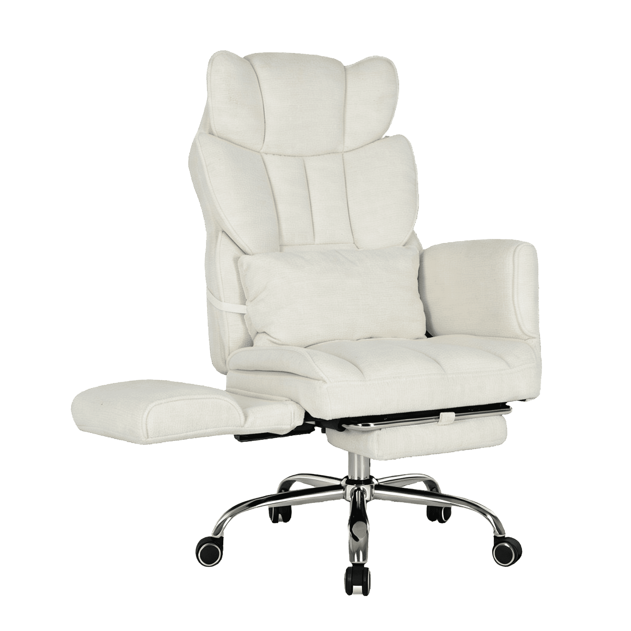 EOP Office Chair, Swivel Ergonomic Large Desk Chair with Adjustable Backrest and Footrest, Flip Armrests Home Executive Office Chair for Work, Gaming, Beige