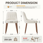 EOP Wooden Dining Chairs Set of 2, Modern Tufted Button Kitchen Chairs with Solid Wood Legs, Upholstered Fabric Dining Room Chairs for Living Room Bedroom, Beige