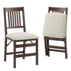 EOP Folding Dining Chairs Set of 2, Wooden Foldable Dining Room Chairs for Kitchen & Small Spaces, Mid Century Modern Upholstered Kitchen chairs, No Assembly Required, Beige