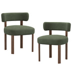 EOP Fabric Dining Chairs Set of 2, Mid-Century Modern Upholstered Kitchen Chairs with Curved Backrest and Wood Legs for Dining Room or Restaurant, Green