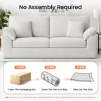 EOP 62.99" Wide Cloud Compression Sofa, Full Sponge Loveseat with Deep Seat, Upholstered Couch with 4 Pillows, No Assembly Required for Small Living Spaces, Beige