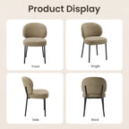 EOP Upholstered Dining Chairs Set of 4, Mid-Century Modern Dining Room Chairs with Curved Backrest and Metal Legs, Chair Kitchen for Dining Room, Camel