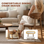 EOP Upholstered Dining Chairs Set of 2, Farmhouse Modern Fabric Wooden Dining Room Chair with Curved Back, Kitchen Side Chairs for Restaurant, Living Room, Beige