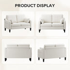 EOP 52" Upholstered Loveseat Sofa, Modern Comfy 2 Seater Couches with USB & Type-C Port, Side Pockets & 2 Pillows for Living Room, Apartment and Small Spaces, Beige
