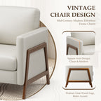 EOP Upholstered Accent Chair, Vintage Mid Century Modern Arm Chair, Comfy PU Leather Reading Armchair for Living Room Bedroom Office