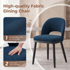 EOP Upholstered Dining Chairs Set of 6, Modern Fabric Dining Side Chairs with Solid Wood Legs, Comfortable Seating for Kitchen, Dining Room, Blue
