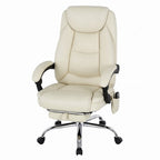 EOP Massage Faux Leather Desk Chair with Footrest High Back Office Chair Computer Reclining, Beige