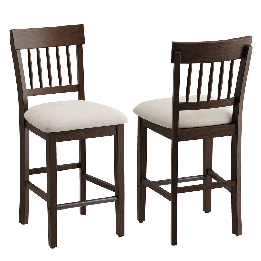 EOP Windsor Armless Bar Stools Set of 2 Counter Height Stool Wooden Barstools Antique-style Island chair for Kitchen Bar Dining Room, Dark Brown