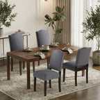 EOP Mid-Century Modern Upholstered Dining Chairs Set of 2, Farmhouse Fabric Kitchen & Dining Room Chairs with Extra Padded Seat, Ideal for Living Room, Restaurant