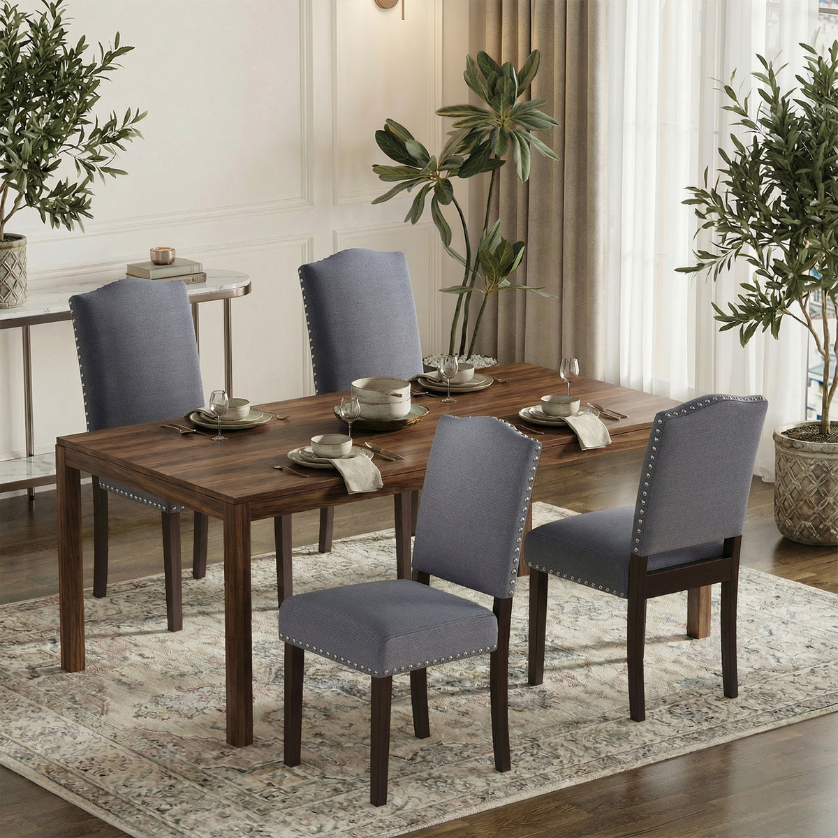 EOP Mid-Century Modern Upholstered Dining Chairs Set of 2, Farmhouse Fabric Kitchen & Dining Room Chairs with Extra Padded Seat, Ideal for Living Room, Restaurant