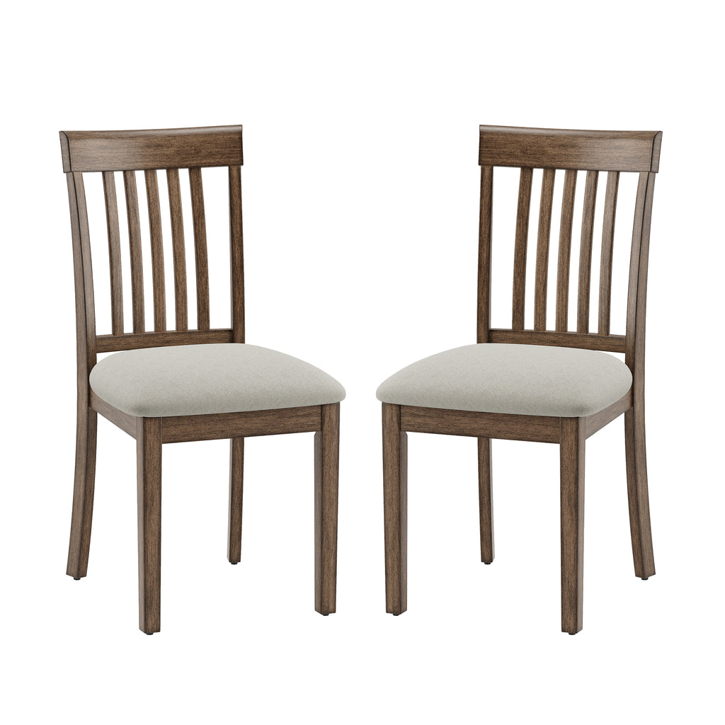 EOP Upholstered Dining Chair, Farmhouse Kitchen Wood Chairs with Backrest, Modern Fabric Padded Dining Chairs for Kitchen, Living Room