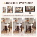 EOP 25.98" Modern Counter Height Barstools Set of 2, Farmhouse Wooden Upholstered Bar Stools With Footrest for Kitchen Island, Bar, Dining Room, Beige