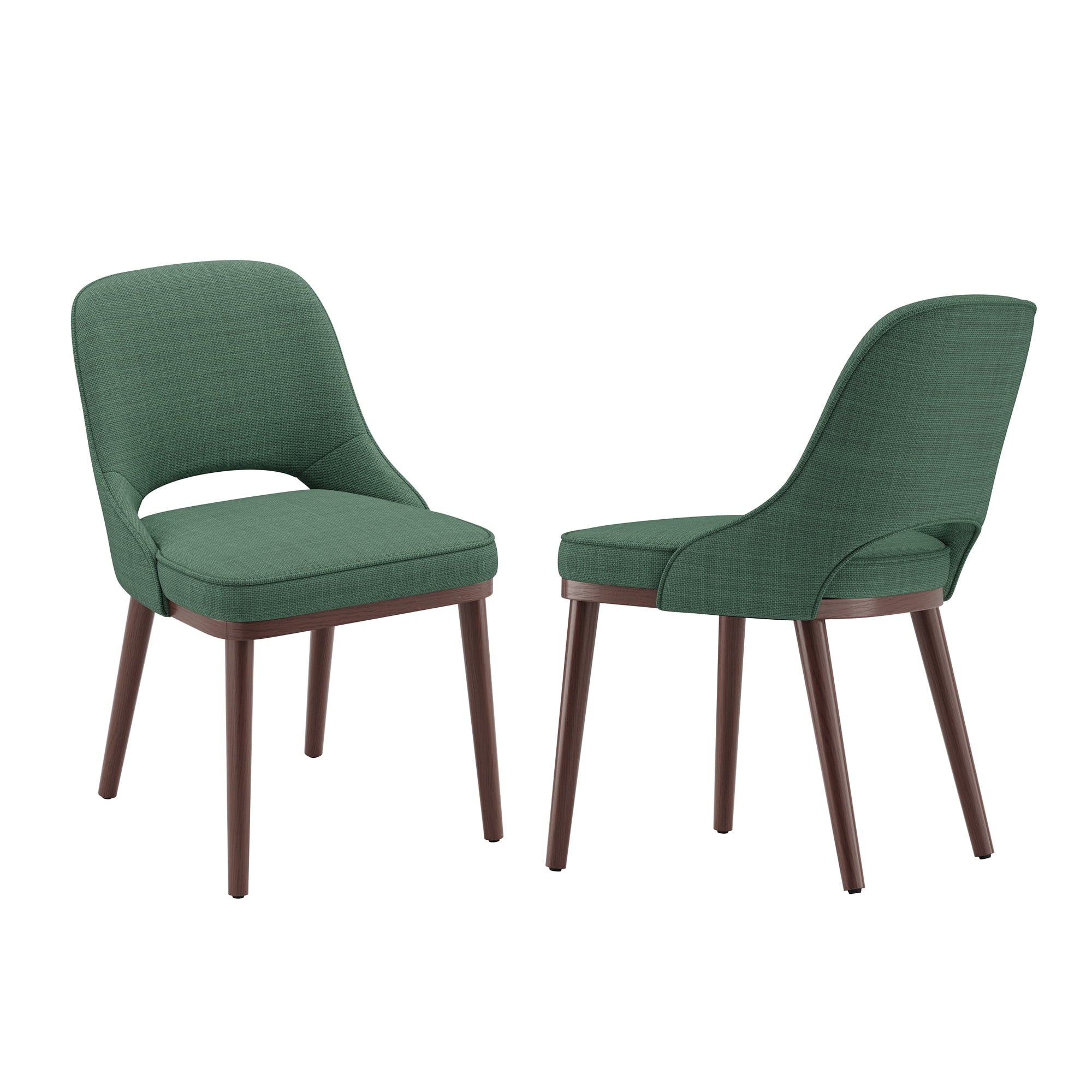 EOP Dining Chairs Set of 2, Upholstered Dining Side Chairs with Solid Rubber Wood Legs and Backrest, Modern Soft Chairs for Kitchen Dining Room Living Room, Green