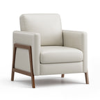 EOP Upholstered Accent Chair, Vintage Mid Century Modern Arm Chair, Comfy PU Leather Reading Armchair for Living Room Bedroom Office