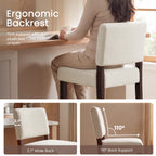 EOP 25.98" Modern Counter Height Barstools Set of 2, Farmhouse Wooden Upholstered Bar Stools With Footrest for Kitchen Island, Bar, Dining Room, Beige