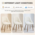 EOP Modern Upholstered Dining Chairs with Curved Back, Mid-Century Side Chairs with Solid Wood Legs For Dining Room, Kitchen and Restaurant, Set of 4, Beige