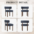 Upholstered Dining Chairs Set of 2, Mid Century Modern Dining Room Chairs, Farmhouse Wooden Chairs with Ergonomic Curved Backrest for Kitchen Dining Vanity, Blue