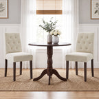 EOP Dining Chairs Set of 2, Modern Upholstered Fabric Dining Room Chairs, Armless Kitchen Side Chairs with Wood Legs and Padded Seat for Living Room, Bedroom, Kitchen, Beige
