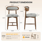 EOP Modern Bar Stools Set of 4, Upholstered 24.8″ Counter Height Bar Stools, Kitchen Island Barstools with Wood Legs for Kitchen Island Dining Room Bar, Light Gray