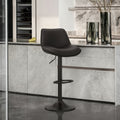 EOP Upholstered Bar Stool Set of 1, Adjustable Swivel Counter Height Bar Chair with Backrest, Modern PU Leather Counter Stool for Bar, Kitchen, Dining Room, Black