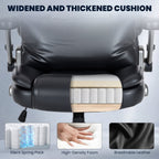 EOP Big and Tall Heated Massage Office Chair, High Back Executive Desk Chair with 4D Flip-Up Armrests & Lumbar Support for Home Office, Black