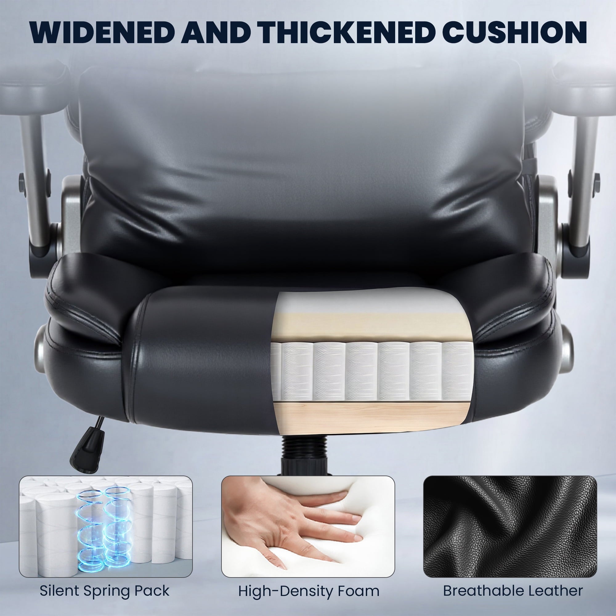 EOP Big and Tall Heated Massage Office Chair, High Back Executive Desk Chair with 4D Flip-Up Armrests & Lumbar Support for Home Office, Black