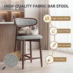 EOP Modern Bar Stools Set of 4, Upholstered 24.8″ Counter Height Bar Stools, Kitchen Island Barstools with Wood Legs for Kitchen Island Dining Room Bar, Light Gray