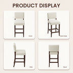 EOP 25.98" Modern Counter Height Barstools Set of 2, Farmhouse Wooden Upholstered Bar Stools With Footrest for Kitchen Island, Bar, Dining Room, Beige