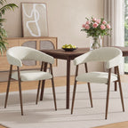 EOP Modern Linen Fabric Dining Chairs Set of 2, Upholstered Kitchen Chair with Metal Leg for Dining Room Restaurant, Beige