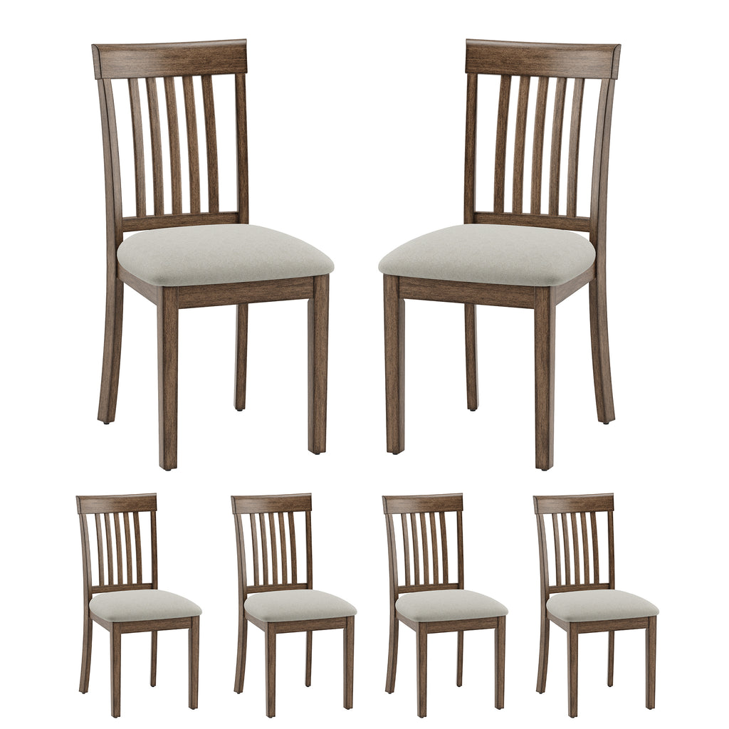 EOP Upholstered Dining Chair, Farmhouse Kitchen Wood Chairs with Backrest, Modern Fabric Padded Dining Chairs for Kitchen, Living Room