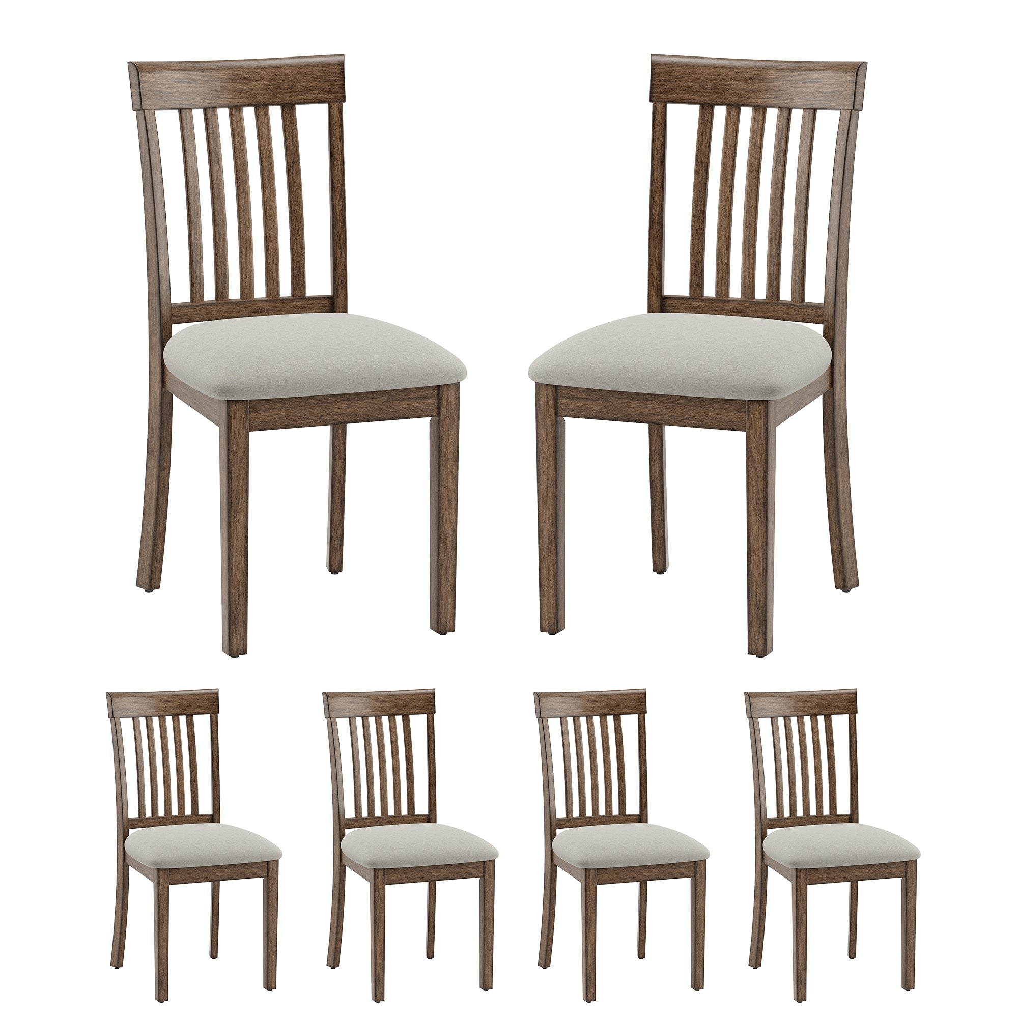 EOP Upholstered Dining Chair, Farmhouse Kitchen Wood Chairs with Backrest, Modern Fabric Padded Dining Chairs for Kitchen, Living Room