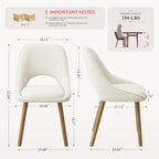 EOP Modern Upholstered Dining Chairs with Curved Back, Mid-Century Side Chairs with Solid Wood Legs For Dining Room, Kitchen and Restaurant, Set of 4, Beige
