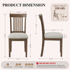 EOP Upholstered Dining Chair, Farmhouse Kitchen Wood Chairs with Backrest, Modern Fabric Padded Dining Chairs for Kitchen, Living Room