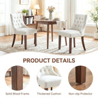 EOP Mid Century Modern Dining Chairs Set of 2, Farmhouse Upholstered Kitchen Chairs with Solid Wood Legs and Button Tufted for Dining Room, Beige